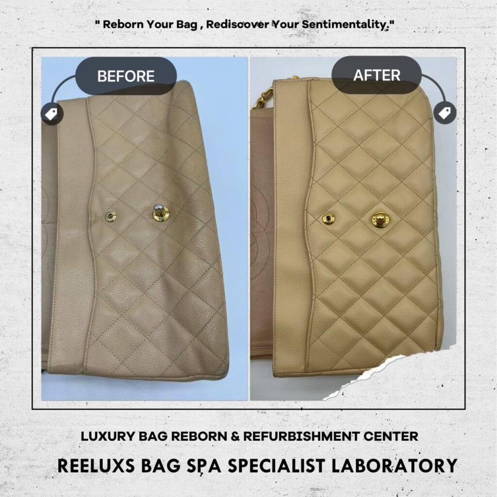 Classic Beige Color Caviar Double Flap Shoulder Bag Color Faded Corner Damaged… — frame 12