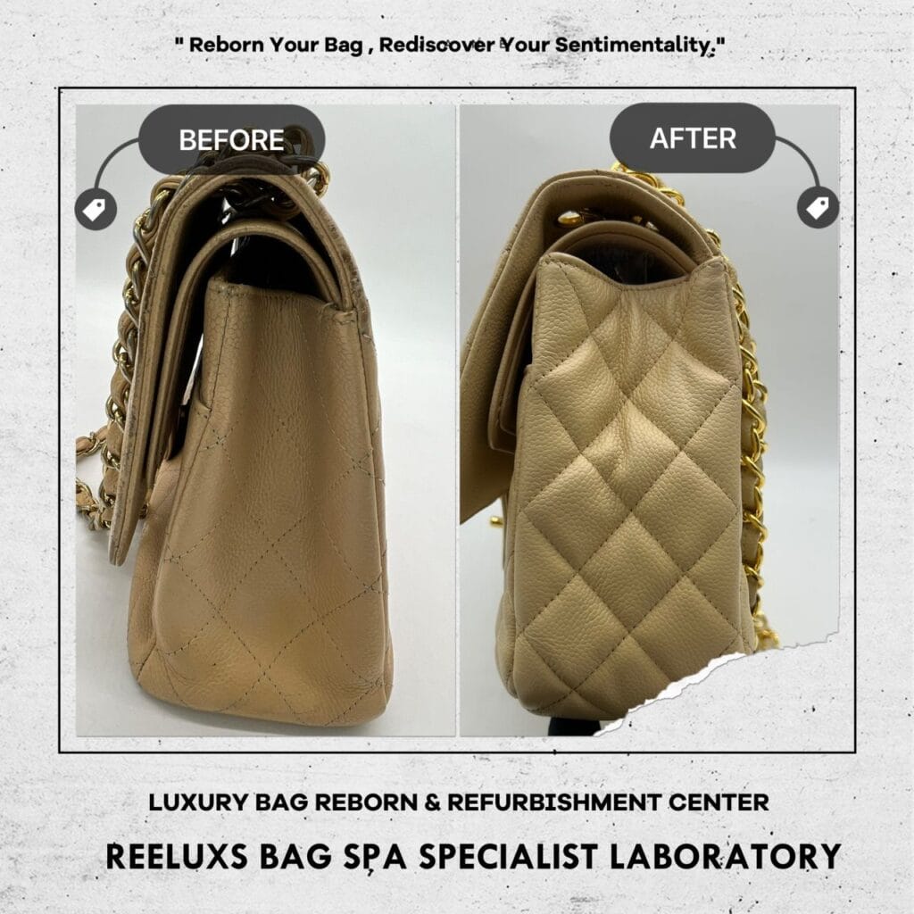 Classic Beige Color Caviar Double Flap Shoulder Bag Color Faded Corner Damaged… — frame 13