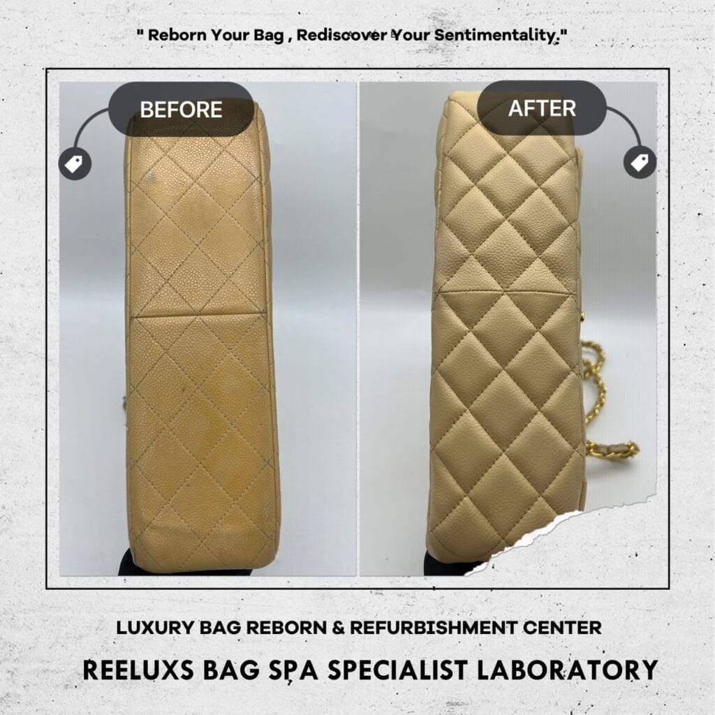 Classic Beige Color Caviar Double Flap Shoulder Bag Color Faded Corner Damaged… — frame 14