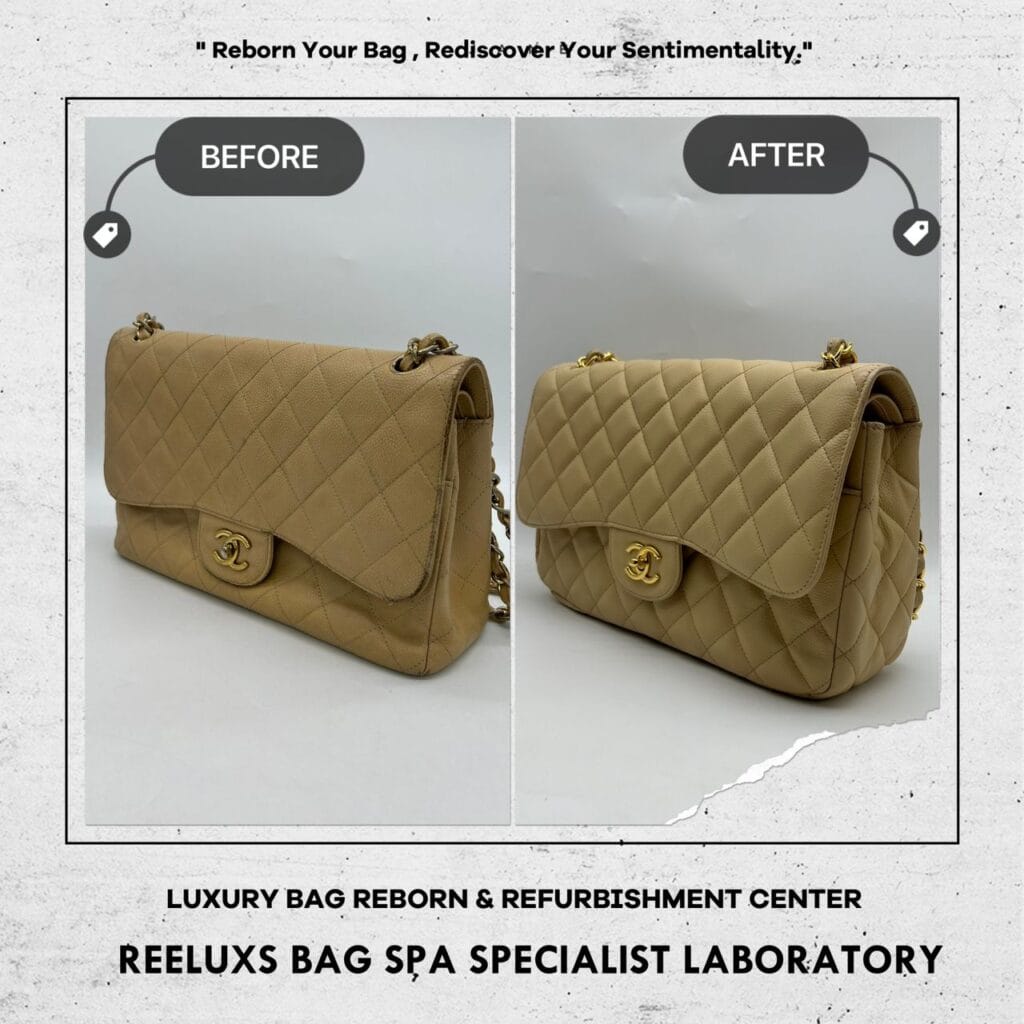 Classic Beige Color Caviar Double Flap Shoulder Bag Color Faded Corner Damaged… — frame 6