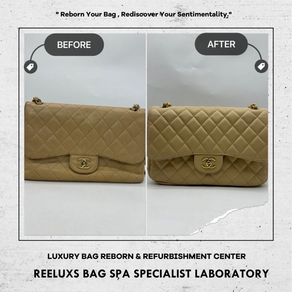 Classic Beige Color Caviar Double Flap Shoulder Bag Color Faded Corner Damaged… — frame 8