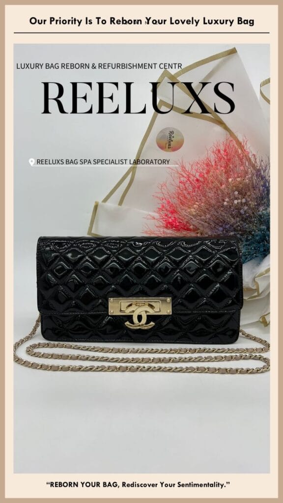 Wallet On Chain Patent Leather Shoulder Bag Corner Faded Patent Leather Oxidation… — frame 5