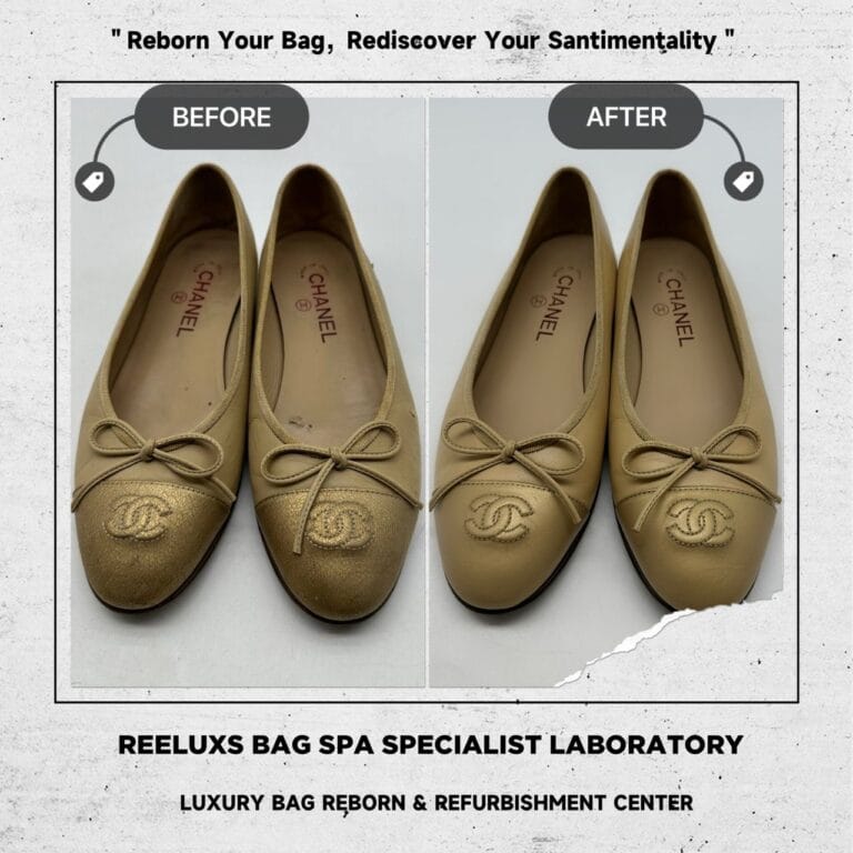 CHANNEL Bellet Flats Shoes Leather Peel Off Foot Base Color Faded Metallic Oxidation Restoration