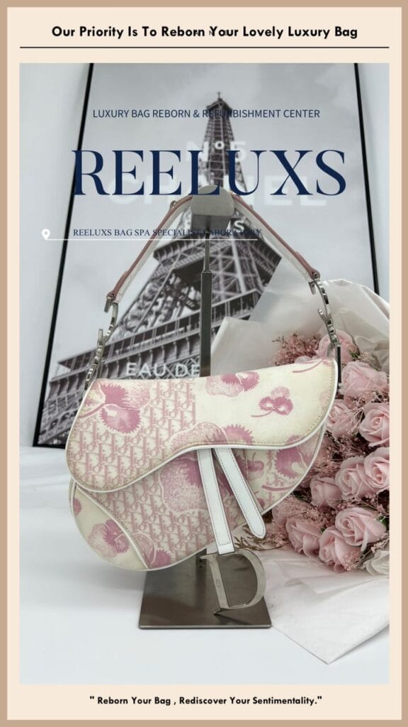 CHRISTIAN DIOR Pink Oblique Canvas Floral Saddle Bag D Charm Drop Off… — frame 20