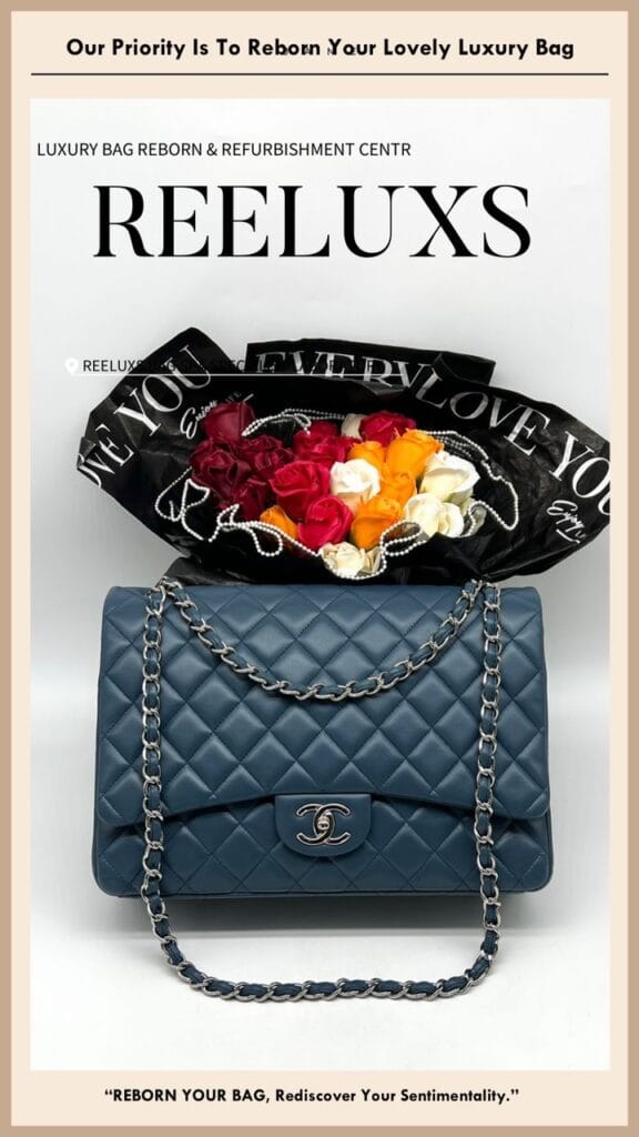 Lambskin Teal Blue Matelasse Maxi Double Flap Shoulder Bag Leather Dull Corner… — frame 15