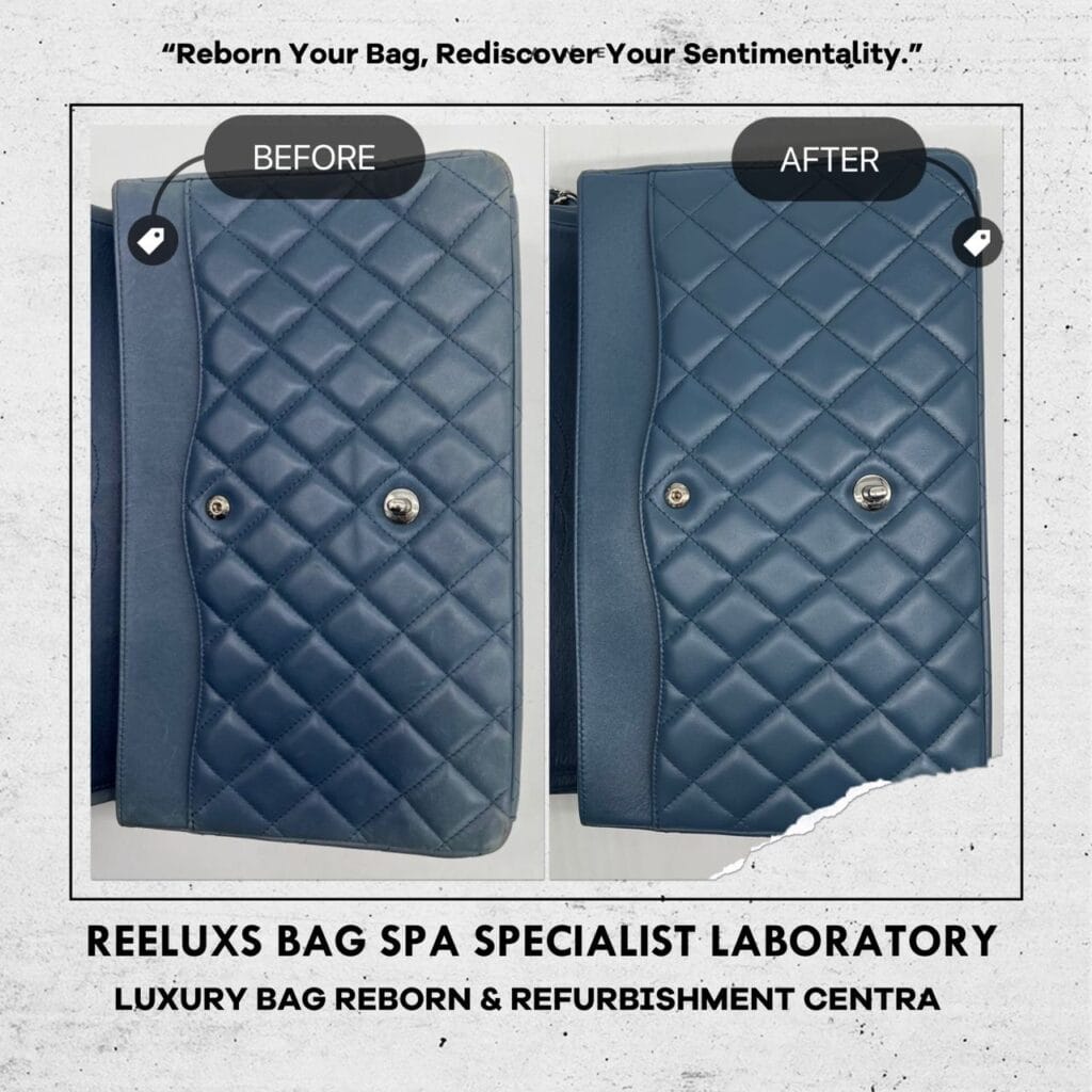 Lambskin Teal Blue Matelasse Maxi Double Flap Shoulder Bag Leather Dull Corner… — frame 4