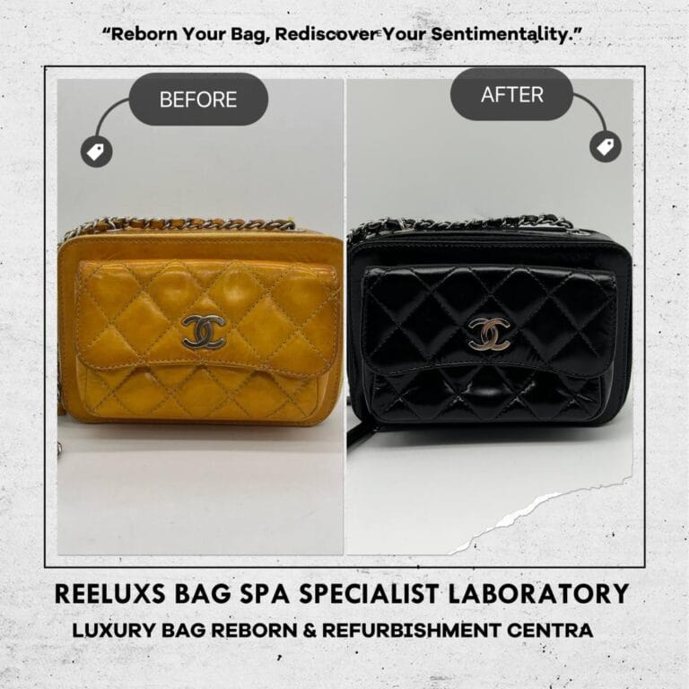Chanel Mini Pocket Box Bag Quilted Patent Leather with Silver Hardware Patent Color Oxidation Changed To Black Color Refurbishment