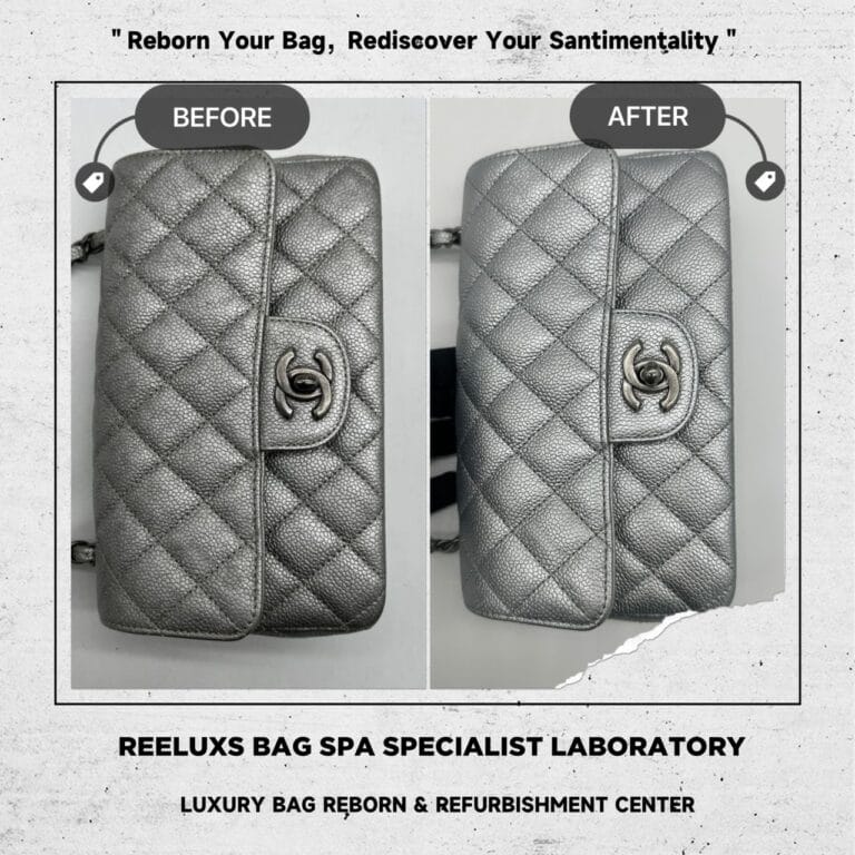 Chanel Quilted Caviar Silver Metallic Single Flap Bag Mold Spot Damaged Problem & Metallic Oxidation Restoration