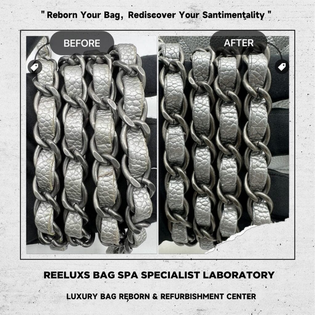 Quilted Caviar Silver Metallic Single Flap Bag Mold Spot Damaged Problem &… — frame 10