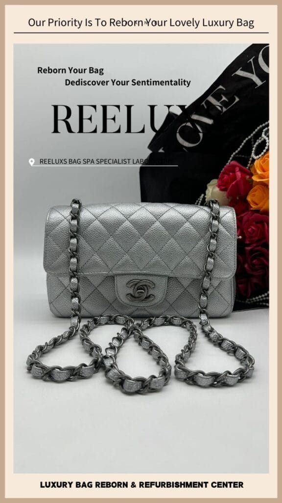 Quilted Caviar Silver Metallic Single Flap Bag Mold Spot Damaged Problem &… — frame 11