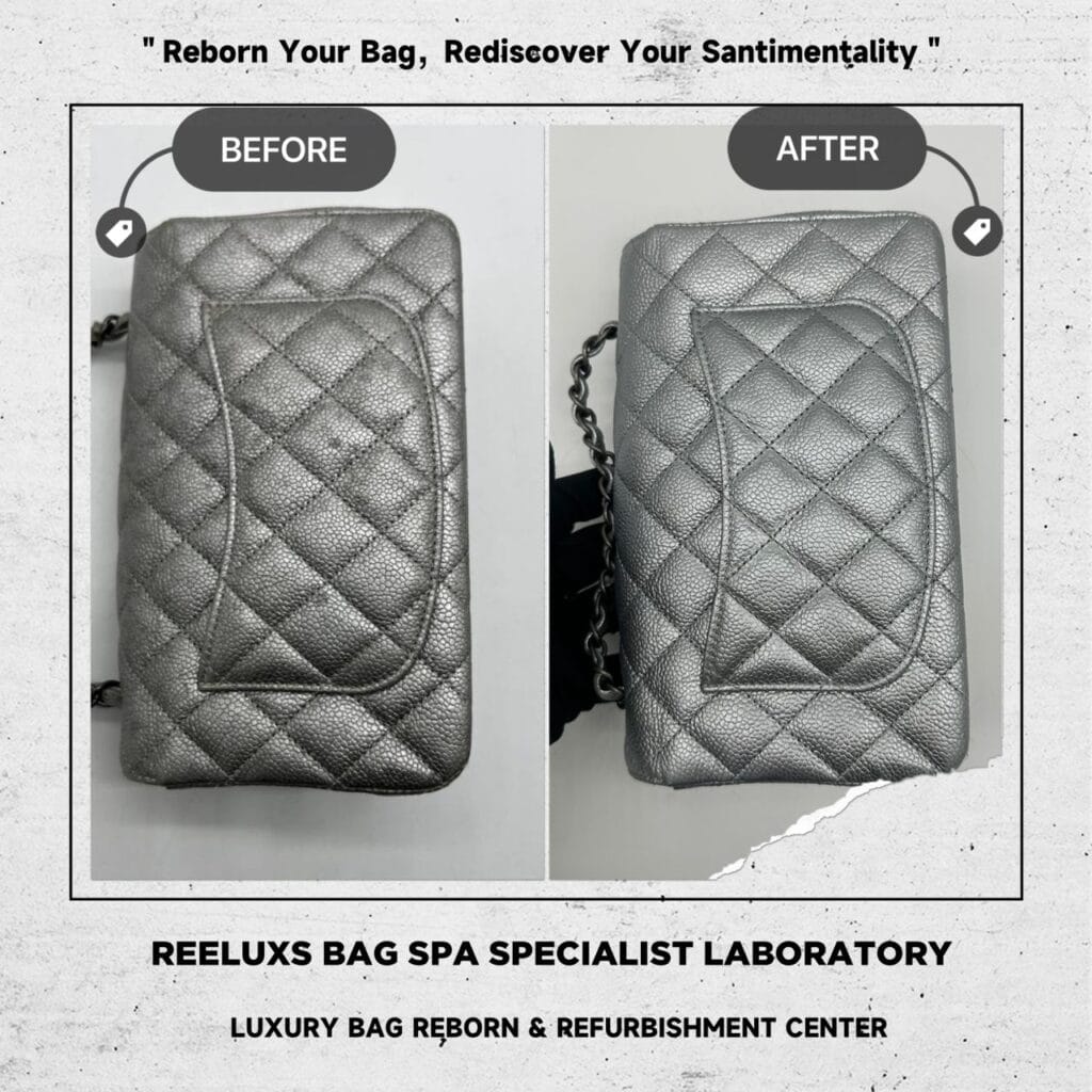 Quilted Caviar Silver Metallic Single Flap Bag Mold Spot Damaged Problem &… — frame 2