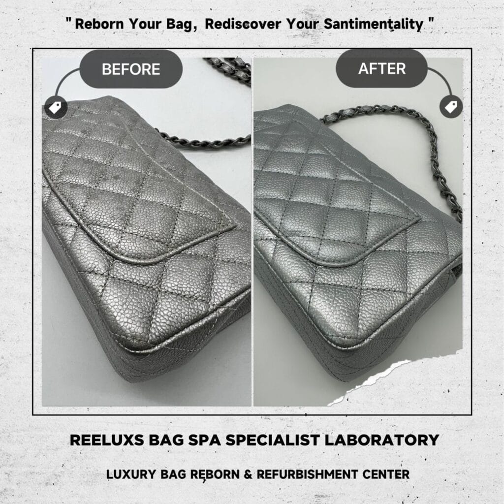 Quilted Caviar Silver Metallic Single Flap Bag Mold Spot Damaged Problem &… — frame 5