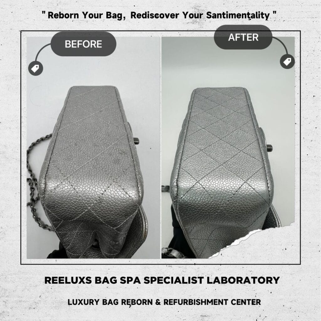 Quilted Caviar Silver Metallic Single Flap Bag Mold Spot Damaged Problem &… — frame 7