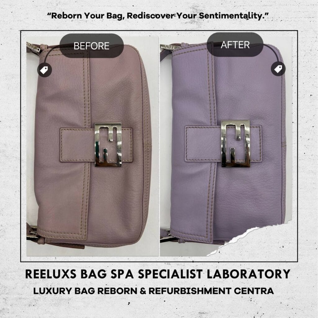Purple Leather Mamma Baguette Shoulder Bag Corner Faded Color Transfer Problem — frame 2