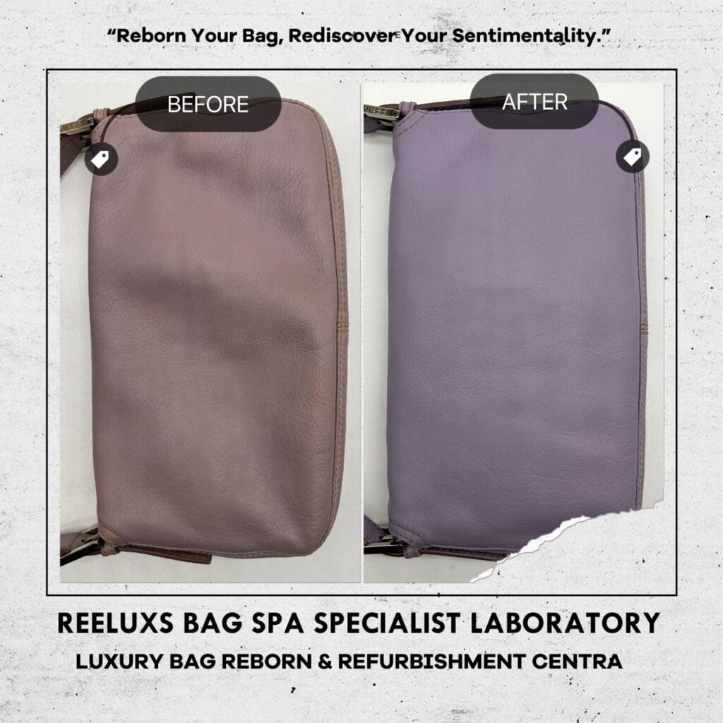 Purple Leather Mamma Baguette Shoulder Bag Corner Faded Color Transfer Problem — frame 3