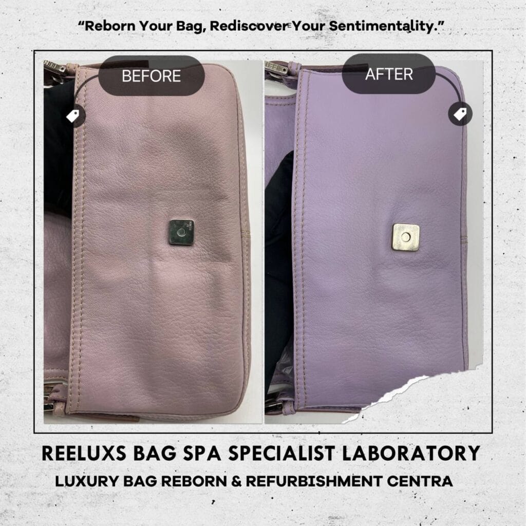 Purple Leather Mamma Baguette Shoulder Bag Corner Faded Color Transfer Problem — frame 5