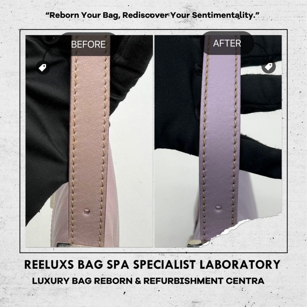 Purple Leather Mamma Baguette Shoulder Bag Corner Faded Color Transfer Problem — frame 7