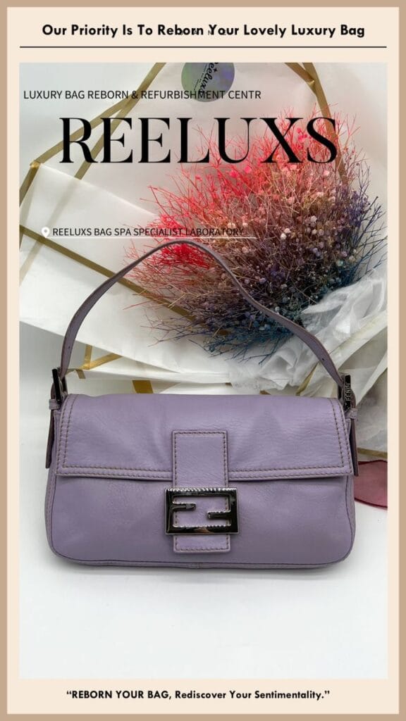 Purple Leather Mamma Baguette Shoulder Bag Corner Faded Color Transfer Problem — frame 8