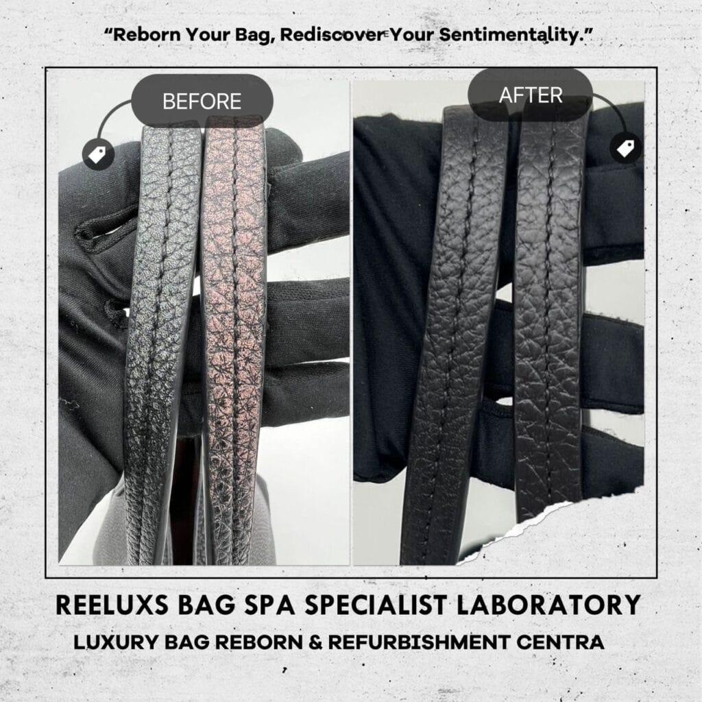 Black Leather Shoulder Bag Handle Color Faded Color Peel Off — frame 3