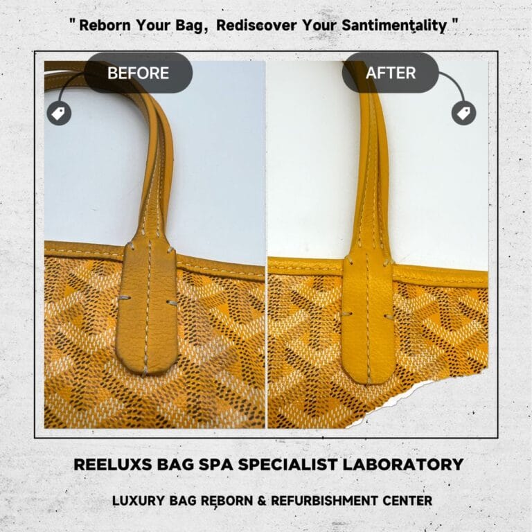 Goyard Saint Louis Yellow Color Shoulder Bag Handle & Trim Leather Faded Color Restoration