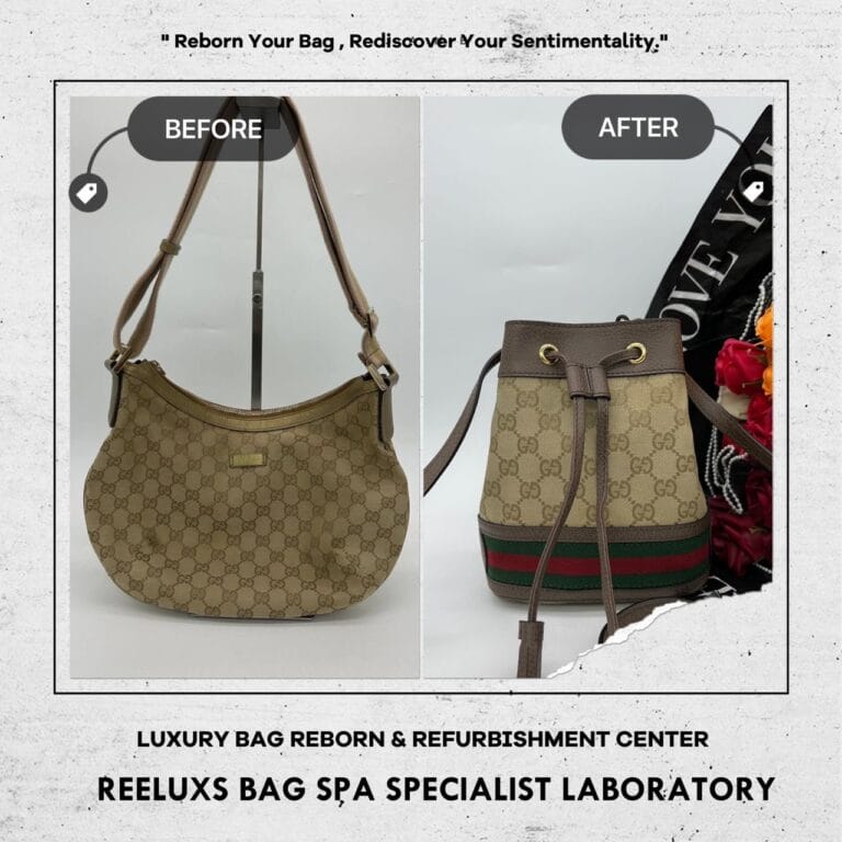 GUCCI GG Beige Dark Brown Shoulder Bag Customized To Ophidia GG Mini Bucket Bag