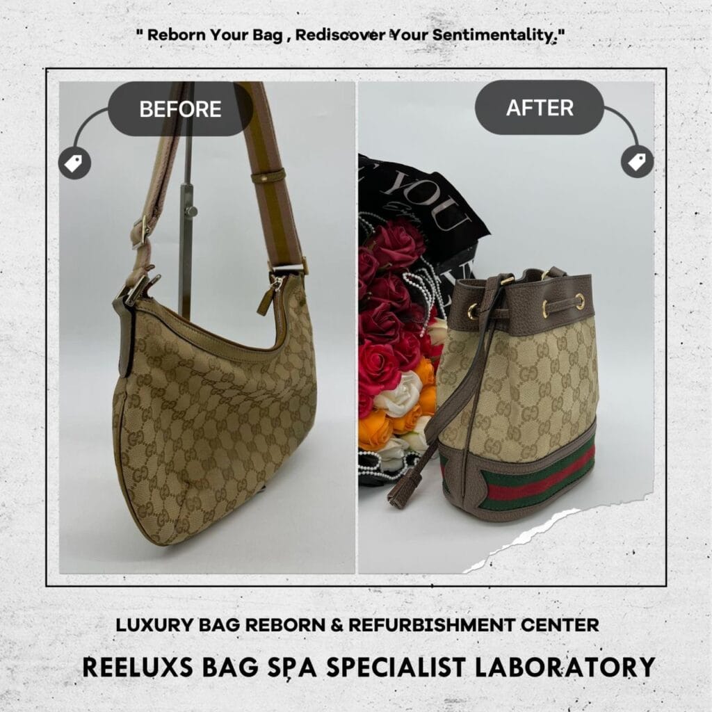 GG Beige Dark Brown Shoulder Bag Customized To Ophidia GG Mini Bucket… — frame 3