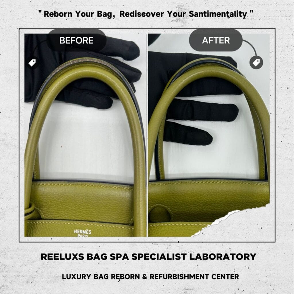 HERMERS Vert Yucca Green Collar Broken Bag Handle Oil Edge Cracked &… — frame 2