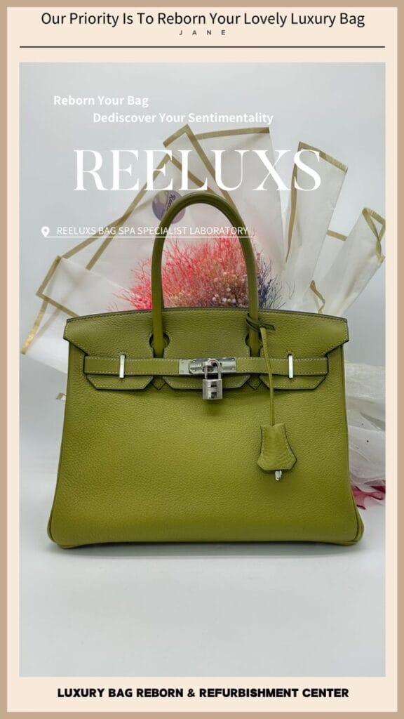 HERMERS Vert Yucca Green Collar Broken Bag Handle Oil Edge Cracked &… — frame 4