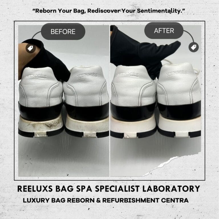 Hermes New Trail White Sneaker Color Faded Black Stain Problem Nano Spa Treatment