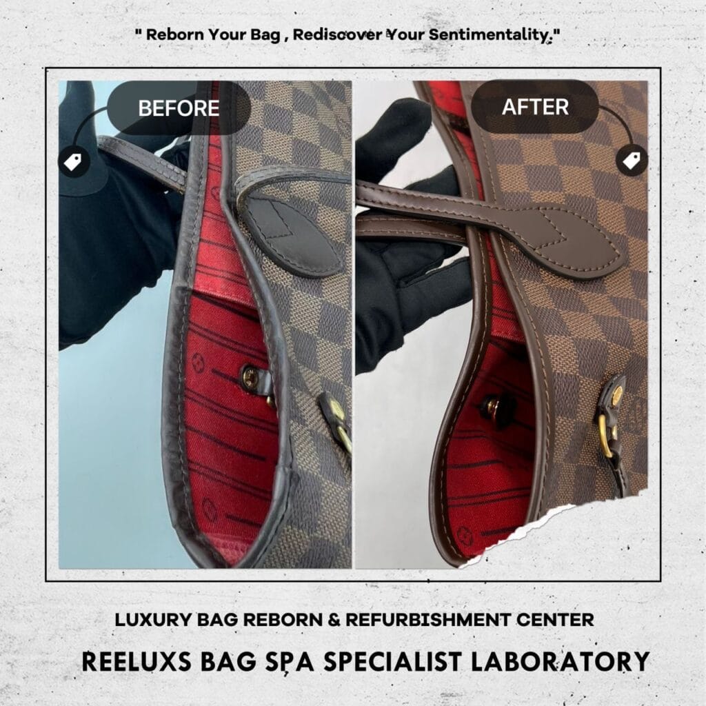 Damier Ebene Canvas Neverfull PM Bag Mold Spot Problem Entire Vachetta Cracked & Broken Oxidation Repl — frame 12