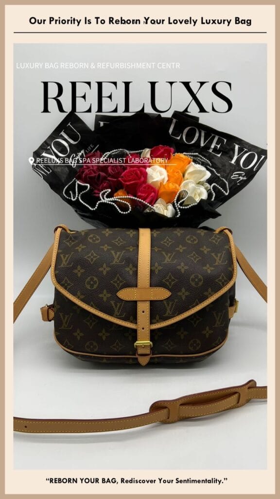 Monogram Canvas Saumur 30 Messenger Bag Entire Vachetta Fully Stain Cracked &… — frame 10
