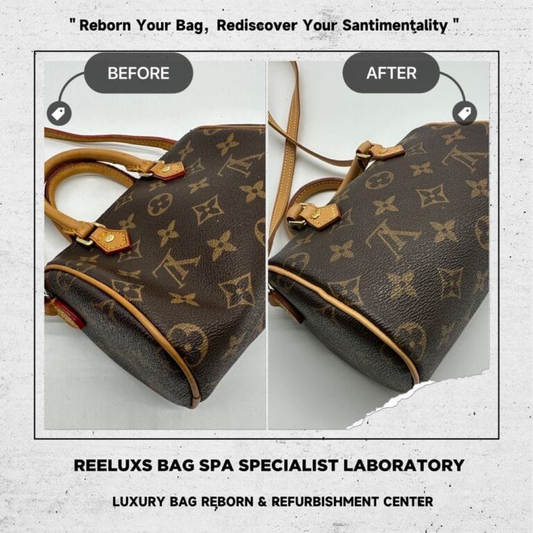 Louis Vuitton Monogram Canvas  Speedy Nano Zip Tarnish Replacement Handbag Metal Hardware Oxidation 24K Gold Re-plating & Entire Vachetta Fully Scratch Refurbishment