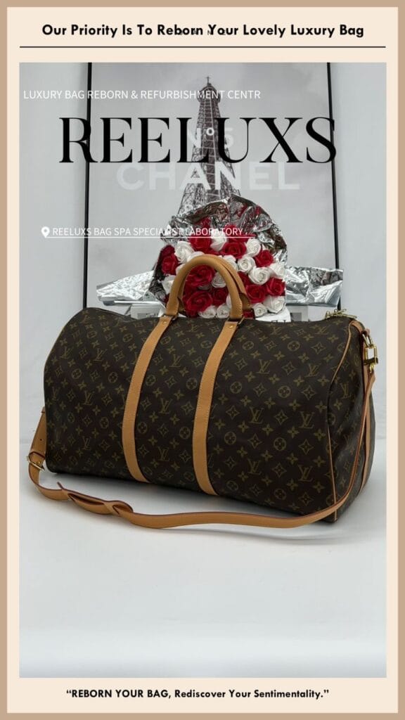 Monogram Keepall Travel Bag Customized Bandoulière Long Starp Design Entire Vachetta Fully… — frame 12