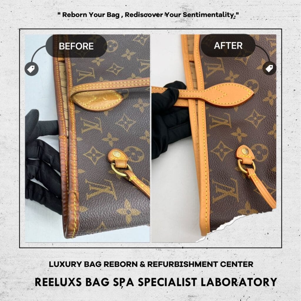 Monogram Neverfull PM Pocket Coating Layer Peel Off Removal & Entire Vachetta… — frame 2