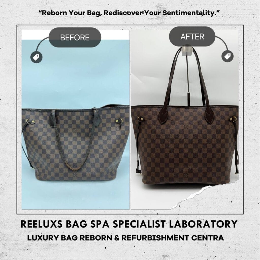 Neverfull Damier Ebene Hand Bag Entire Vachetta Fully Stain Damaged & Broken — frame 2