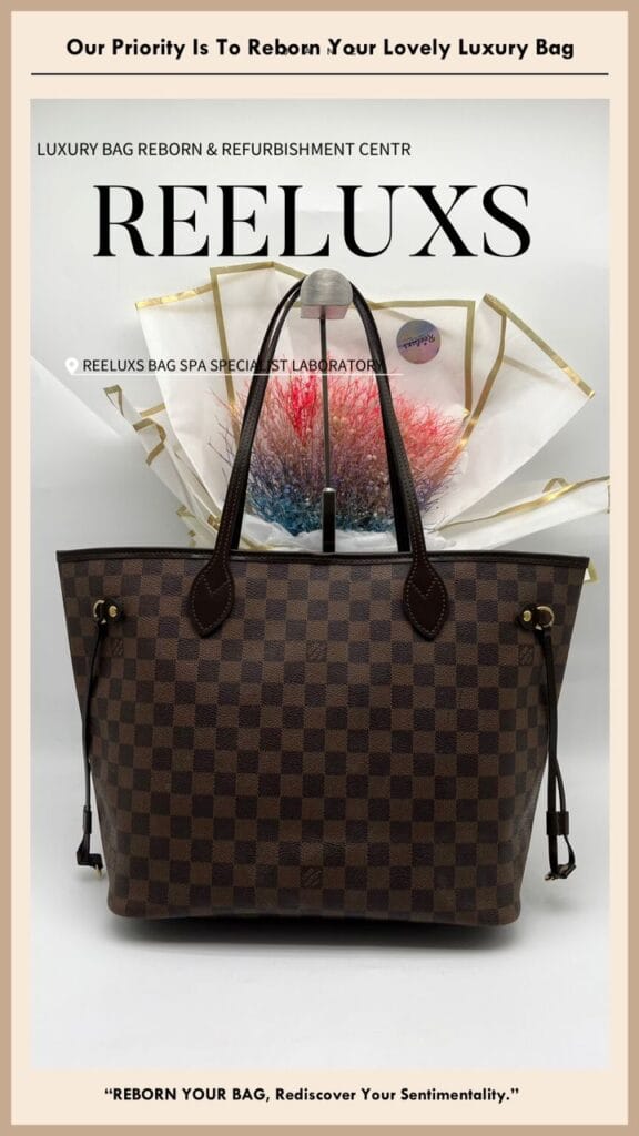 Neverfull Damier Ebene Hand Bag Entire Vachetta Fully Stain Damaged & Broken — frame 11