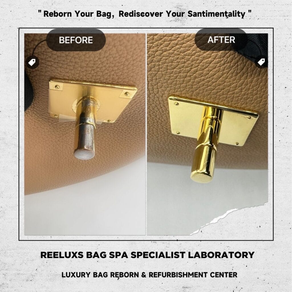 LOUIS VUITTTON Lockme Ever BB Bag Corner Damaged Logo Scratch & Tarnish Oxidation 24K Gold Re-plating — frame 3