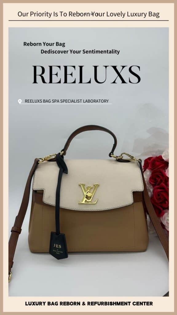 LOUIS VUITTTON Lockme Ever BB Bag Corner Damaged Logo Scratch & Tarnish Oxidation 24K Gold Re-plating — frame 6