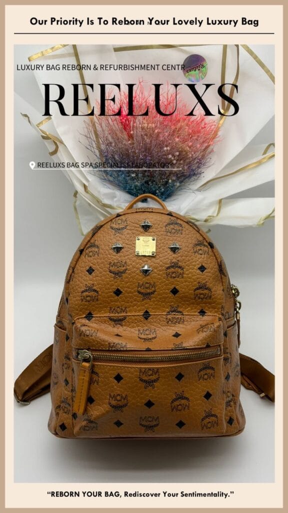 Stark Side Studs Backpack In Visetos Cognac Color Faded Corner Damaged Black… — frame 10
