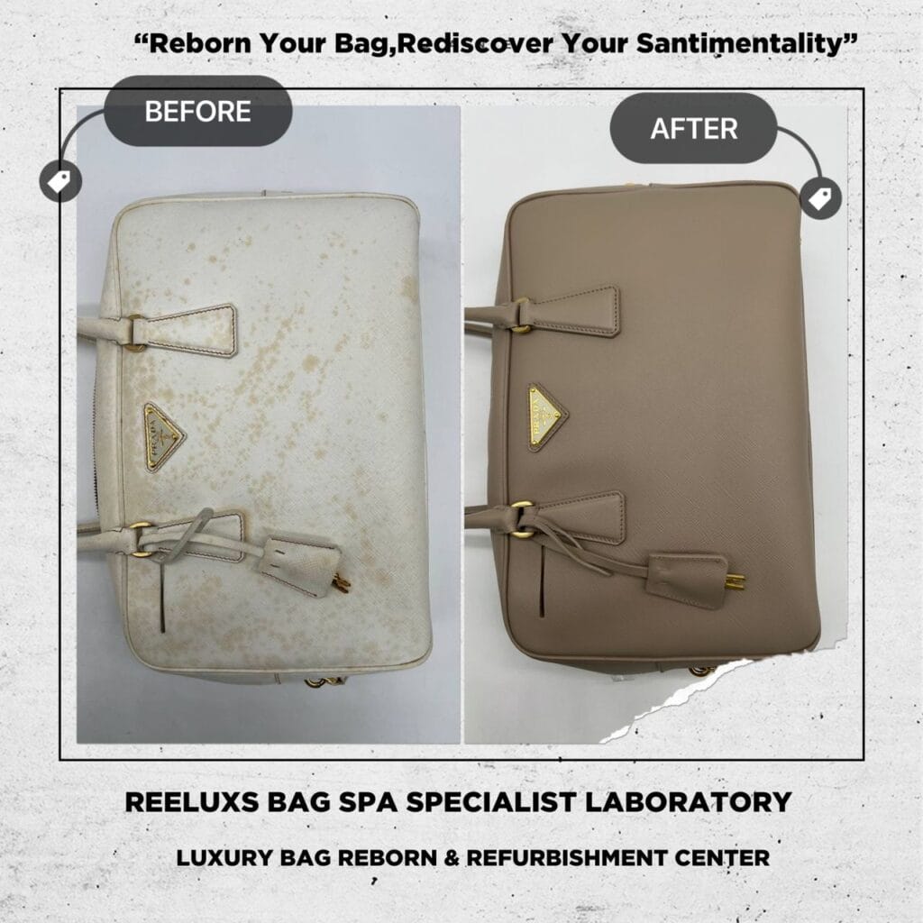Bauletto Saffiano White Color Handbag Chemical Damaged Problem Changed To Khaki Color — frame 2