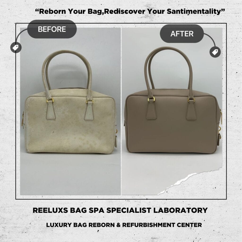 Bauletto Saffiano White Color Handbag Chemical Damaged Problem Changed To Khaki Color — frame 3