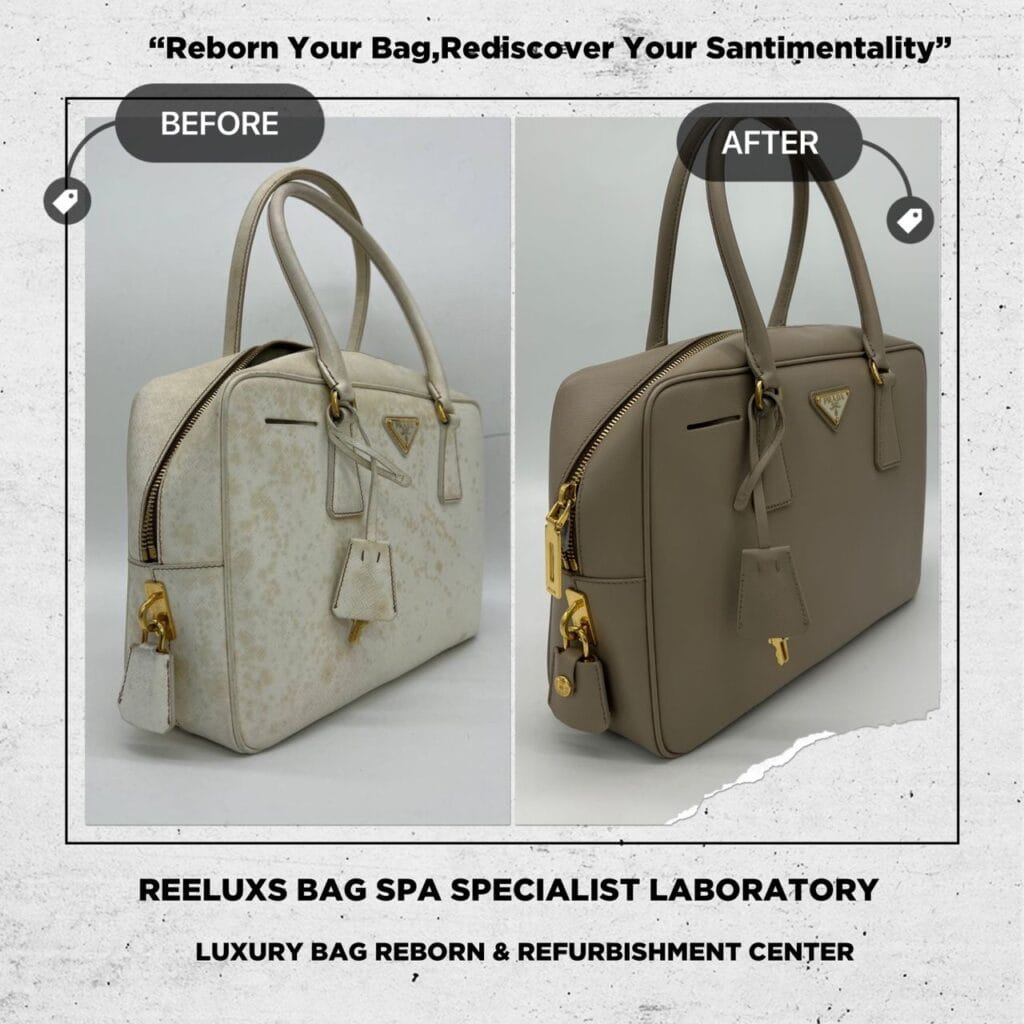 Bauletto Saffiano White Color Handbag Chemical Damaged Problem Changed To Khaki Color — frame 4