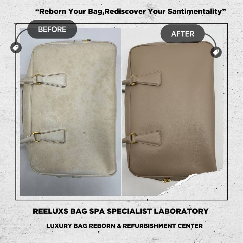 Bauletto Saffiano White Color Handbag Chemical Damaged Problem Changed To Khaki Color — frame 6