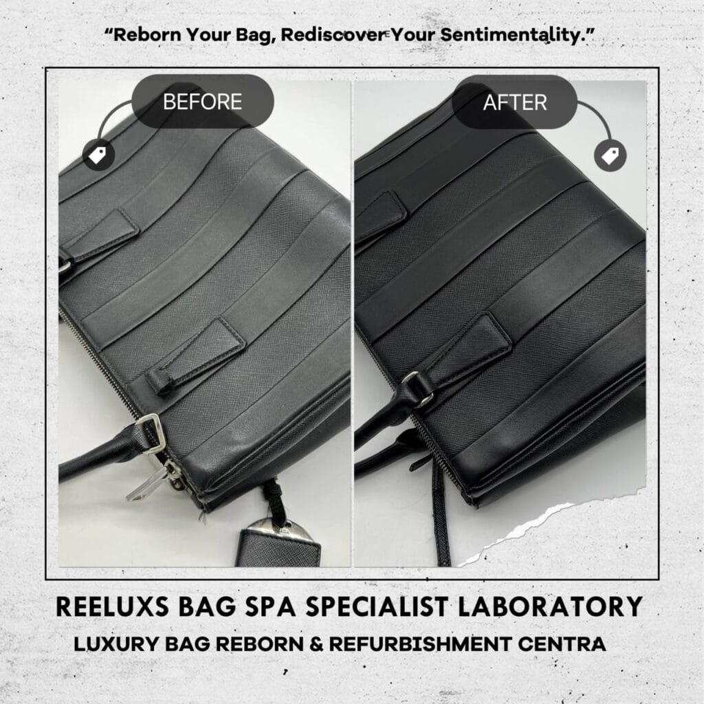 Double Zip Black Leather Handbag Color Faded Restoration & Leather Hook Two… — frame 2