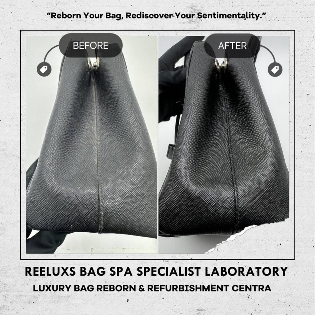 Double Zip Black Leather Handbag Color Faded Restoration & Leather Hook Two… — frame 6
