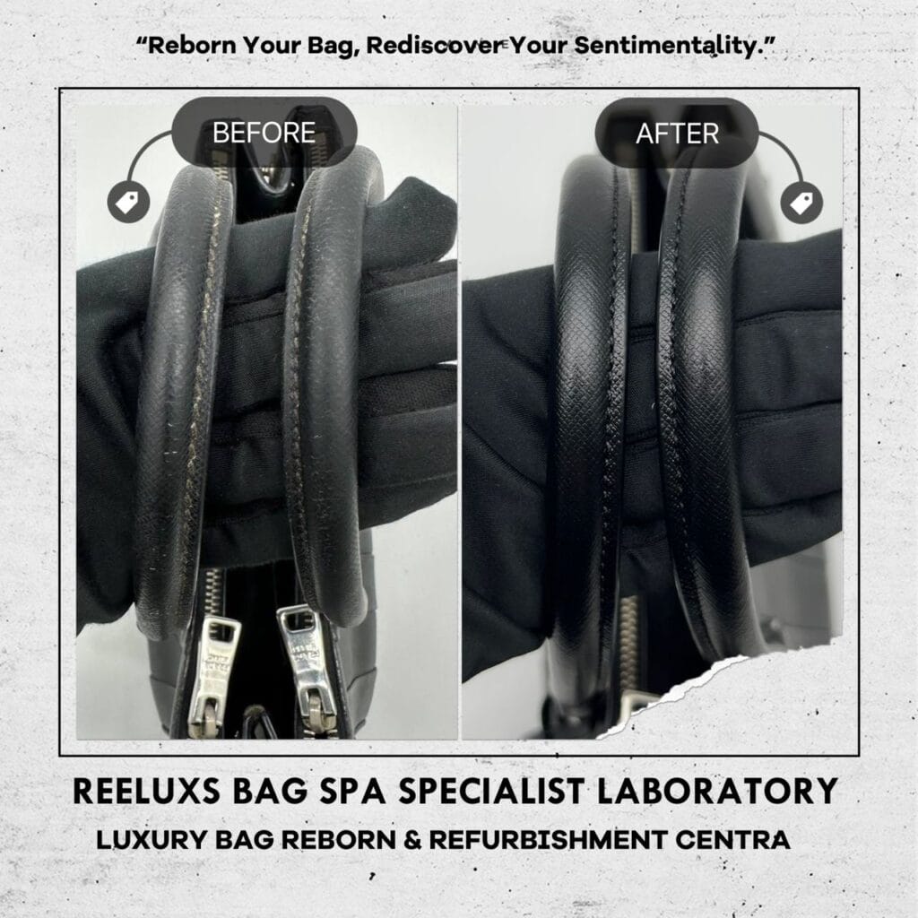 Double Zip Black Leather Handbag Color Faded Restoration & Leather Hook Two… — frame 7