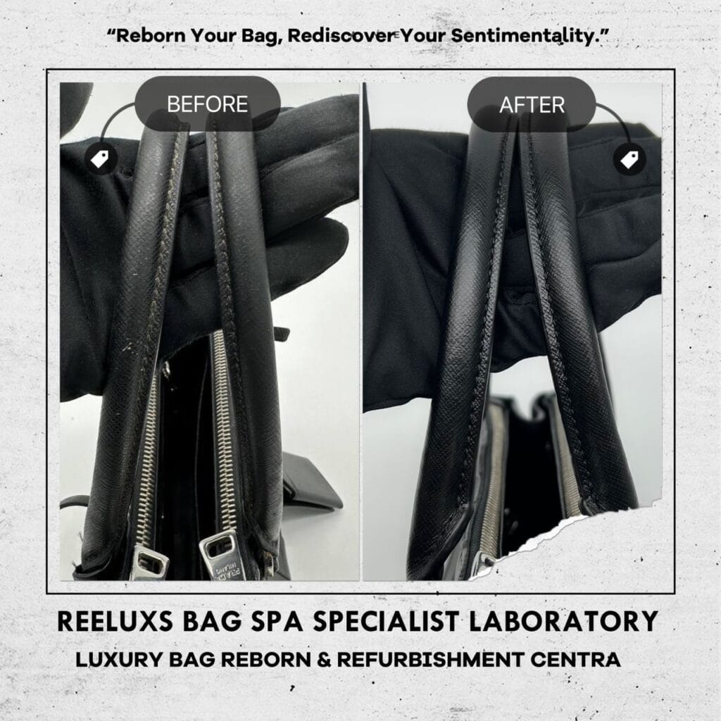 Double Zip Black Leather Handbag Color Faded Restoration & Leather Hook Two… — frame 8