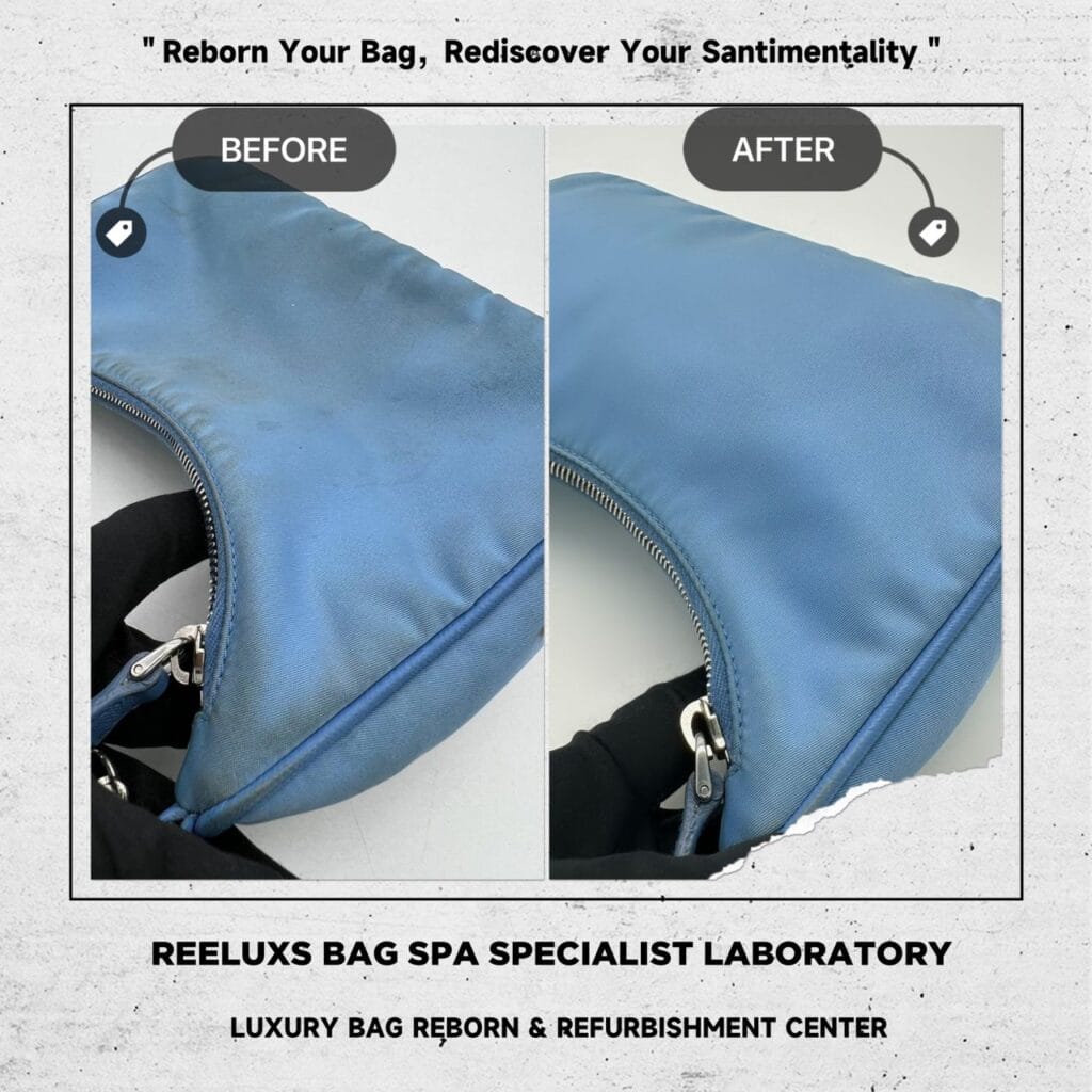 Re-Edition 2005 Re-Nylon Blue Bag Yellowish Stain Mark — frame 3