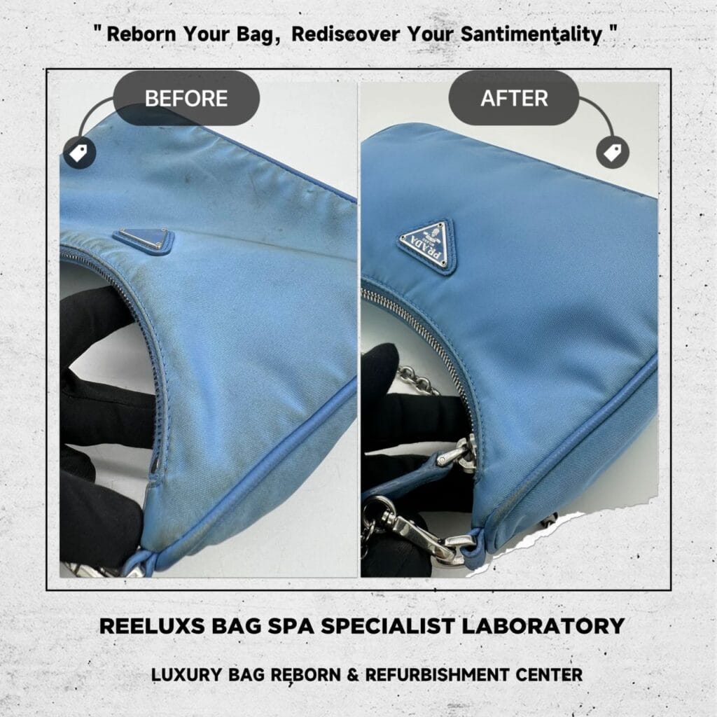 Re-Edition 2005 Re-Nylon Blue Bag Yellowish Stain Mark — frame 4