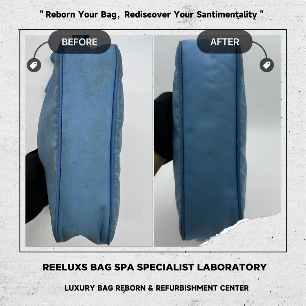 Re-Edition 2005 Re-Nylon Blue Bag Yellowish Stain Mark — frame 10